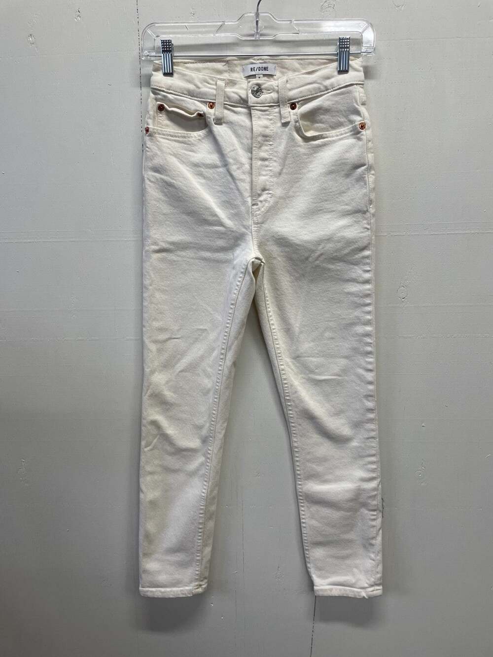 Re/Done Women's Off White Jeans Size 26 Skinny Button Up High Rise